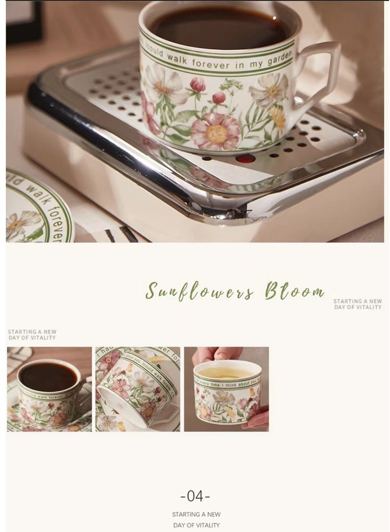 French Vintage Afternoon Tea Cups for Home Use Light Luxury Floral Ceramic Coffee Mug and Saucer Sets with Gift Box for Friend's Birthday Gift Espresso Cup Mugs Set China Teacup for Party for Mother's Day  - Image 3