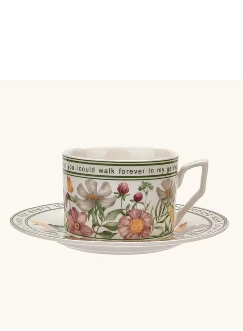 French Vintage Afternoon Tea Cups for Home Use Light Luxury Floral Ceramic Coffee Mug and Saucer Sets with Gift Box for Friend's Birthday Gift Espresso Cup Mugs Set China Teacup for Party for Mother's Day  - Image 1