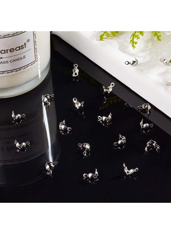 NBEADS 500 PCS Stainless Steel Bead Tips, Open Clamshell Fold-Over Bead Tips Knot Covers End Caps for Knots & Crimp Findings - Image 5