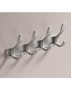 Oasisgalore 4 Door Hook Coat Bathroom Towel Hooks Wall Mounted Screw Fixed，Coat Hanger Robe Rack Holder in Bedroom or Kitchen, Gray  - Image 1