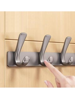 Oasisgalore 4 Door Hook Coat Bathroom Towel Hooks Wall Mounted Screw Fixed，Coat Hanger Robe Rack Holder in Bedroom or Kitchen, Gray  - Image 2