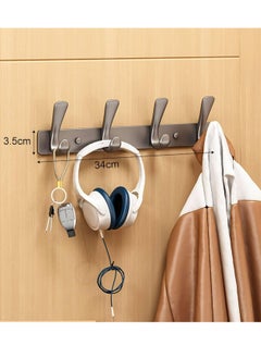 Oasisgalore 4 Door Hook Coat Bathroom Towel Hooks Wall Mounted Screw Fixed，Coat Hanger Robe Rack Holder in Bedroom or Kitchen, Gray  - Image 4