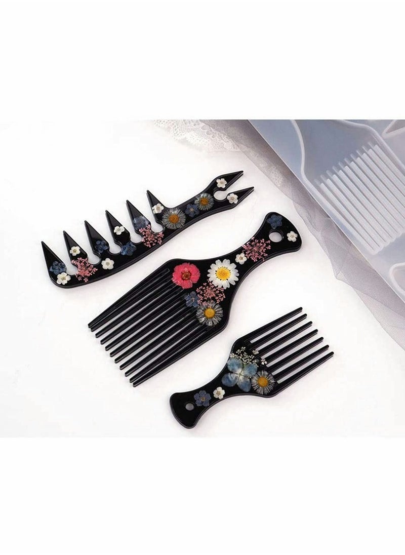 SYOSI - Resin Comb Mould, 3 in 1 Hair Pick Silicone Moulds Epoxy Resin Cast Comb Mold Salon Barbers Afro Hair Comb Mold for DIY Epoxy Comb Casting and Keychain Crafts Making - Image 1