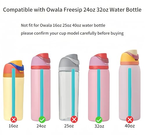 Joshey 6PCS Replacement Straws for Owala FreeSip 24oz & 32oz Water Bottles - Reusable Plastic Straws with 1 Cleaning Brush, Travel Tumbler Accessories Parts - 3 Colors (Brown, Royal-Blue, Green) - Image 3