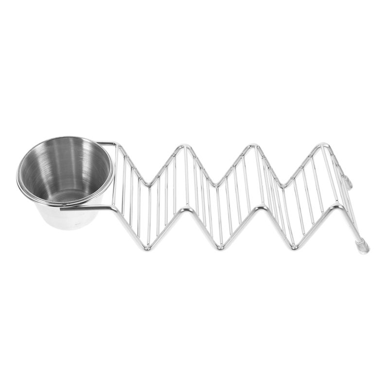 Stainless Steel Wave Shaped Pancake Taco Holder Set With Dipping Sauce Cups - Image 2