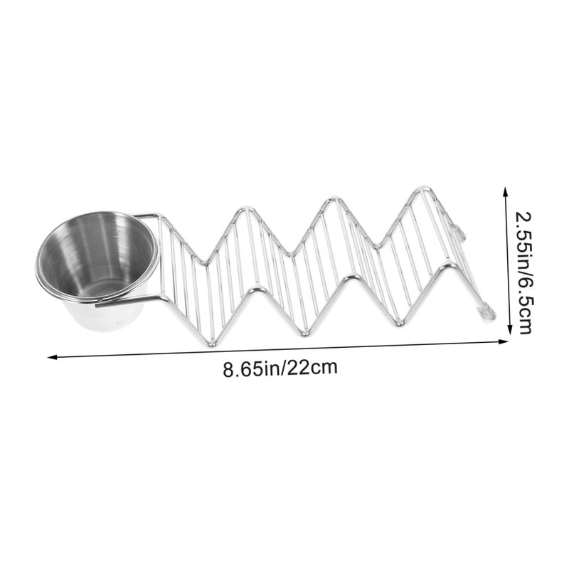 Stainless Steel Wave Shaped Pancake Taco Holder Set With Dipping Sauce Cups - Image 3