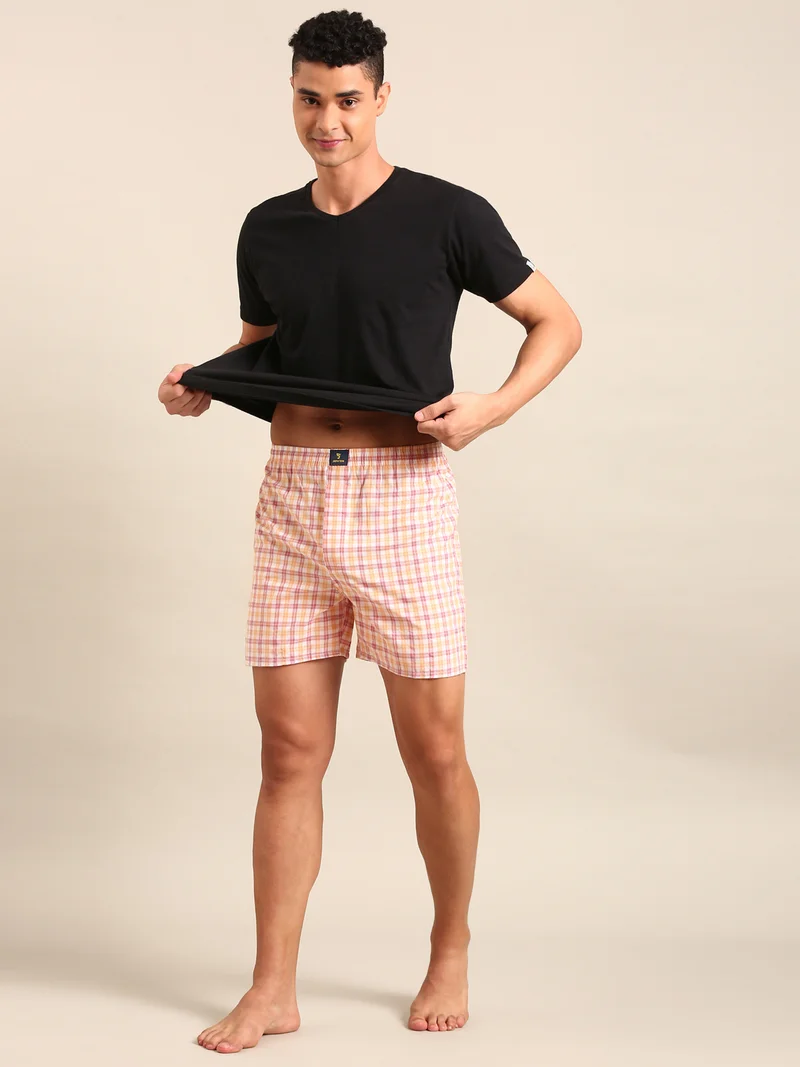 Joven Men Checked Pure Cotton Boxers Pack of 2