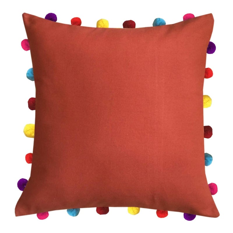 Lushomes Cushion Cover 18x18 Boho Cushion Covers Sofa Pillow Cover Cushion Covers with Tassels Cushion Cover with pom pom 18x18 Inches Set of 5Red - Image 2
