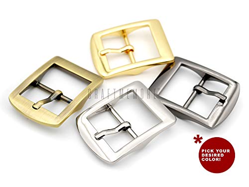 CRAFTMEMORE 4pcs 1 Inch Single Prong Belt Buckle Square Center Bar Buckles Leather Craft Accessories SC36 - Pick Color! (1 Inch, Brushed Brass) - Image 3