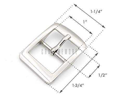 CRAFTMEMORE 4pcs 1 Inch Single Prong Belt Buckle Square Center Bar Buckles Leather Craft Accessories SC36 - Pick Color! (1 Inch, Brushed Brass) - Image 2