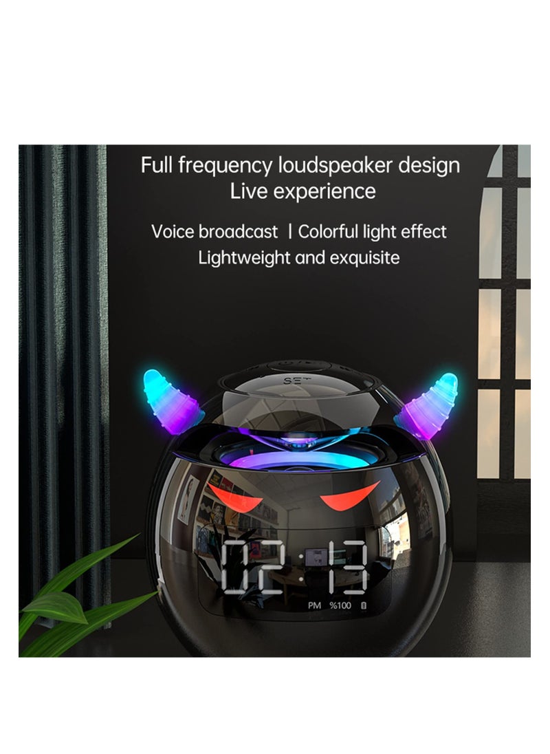 KASTWAVE - Wireless Bluetooth Speaker, KASTWAVE Led Flash Portable Outdoor Bedside Kids Room Alarm Clock Subwoofer Music Tf Player with Microphone Hands-Free Call (Black) - Image 1