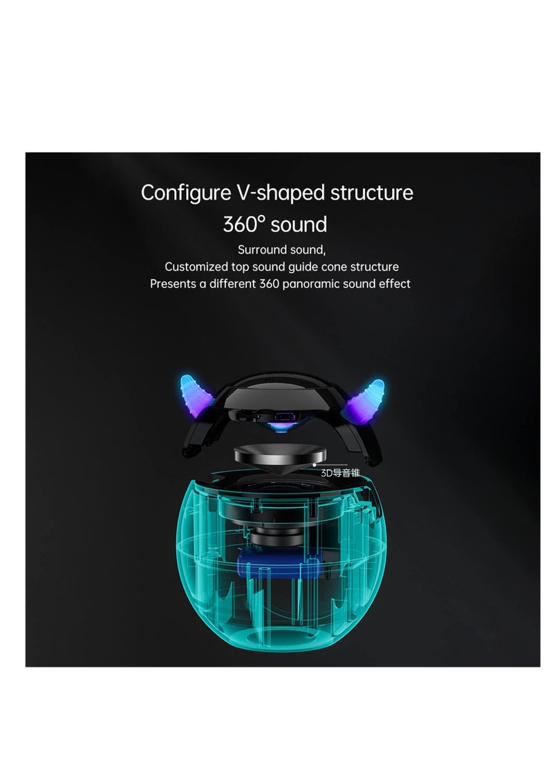 KASTWAVE - Wireless Bluetooth Speaker, KASTWAVE Led Flash Portable Outdoor Bedside Kids Room Alarm Clock Subwoofer Music Tf Player with Microphone Hands-Free Call (Black) - Image 1