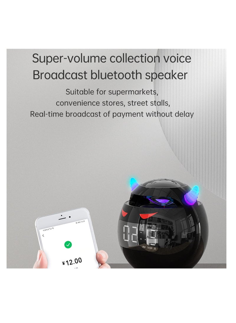 KASTWAVE - Wireless Bluetooth Speaker, KASTWAVE Led Flash Portable Outdoor Bedside Kids Room Alarm Clock Subwoofer Music Tf Player with Microphone Hands-Free Call (Black) - Image 1