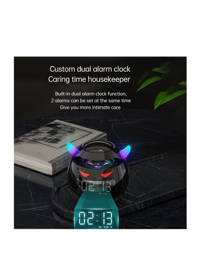 KASTWAVE - Wireless Bluetooth Speaker, KASTWAVE Led Flash Portable Outdoor Bedside Kids Room Alarm Clock Subwoofer Music Tf Player with Microphone Hands-Free Call (Black) - Image 1