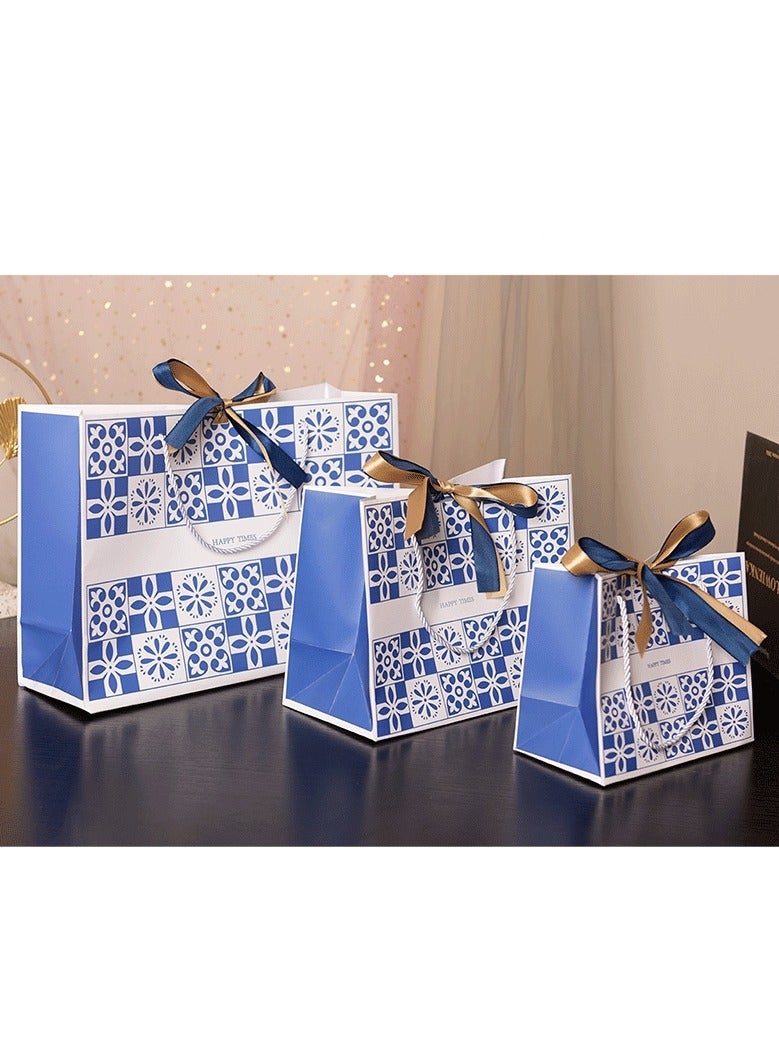 PEI  AN Traditional Pattern Gift Bags – Premium White Cardboard Hand Carry Bags for Gifts, Baking & Special Occasions (4 Pieces)  - Image 1