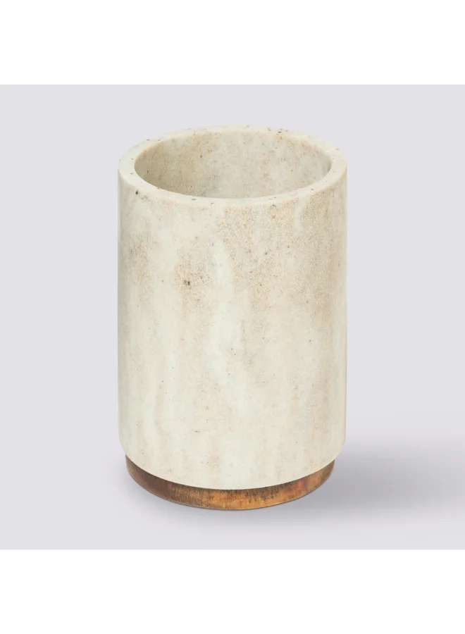 Five Simply Smart Como Marble Effect Toothbrush Holder Beige and Brown 10.5 x 7 x 7 cm 200158A