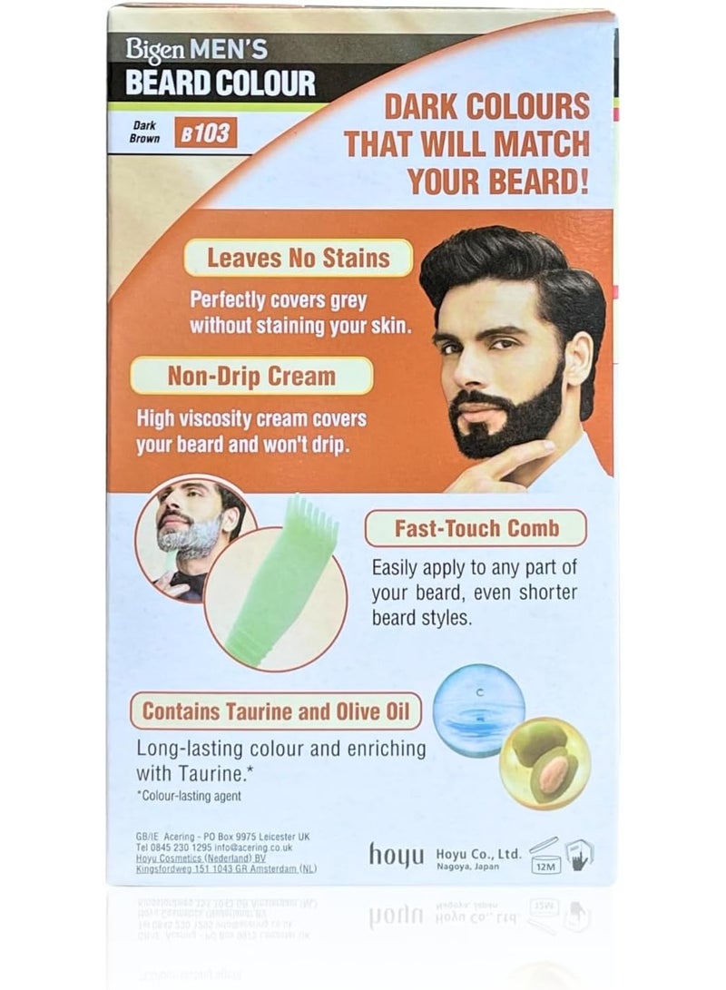 بايجن صبغة لحية بيجين للرجال | تركيبة خالية من الأمونيا مع خلاصة الصبار وزيت الزيتون - 103 بني غامق - Image 1