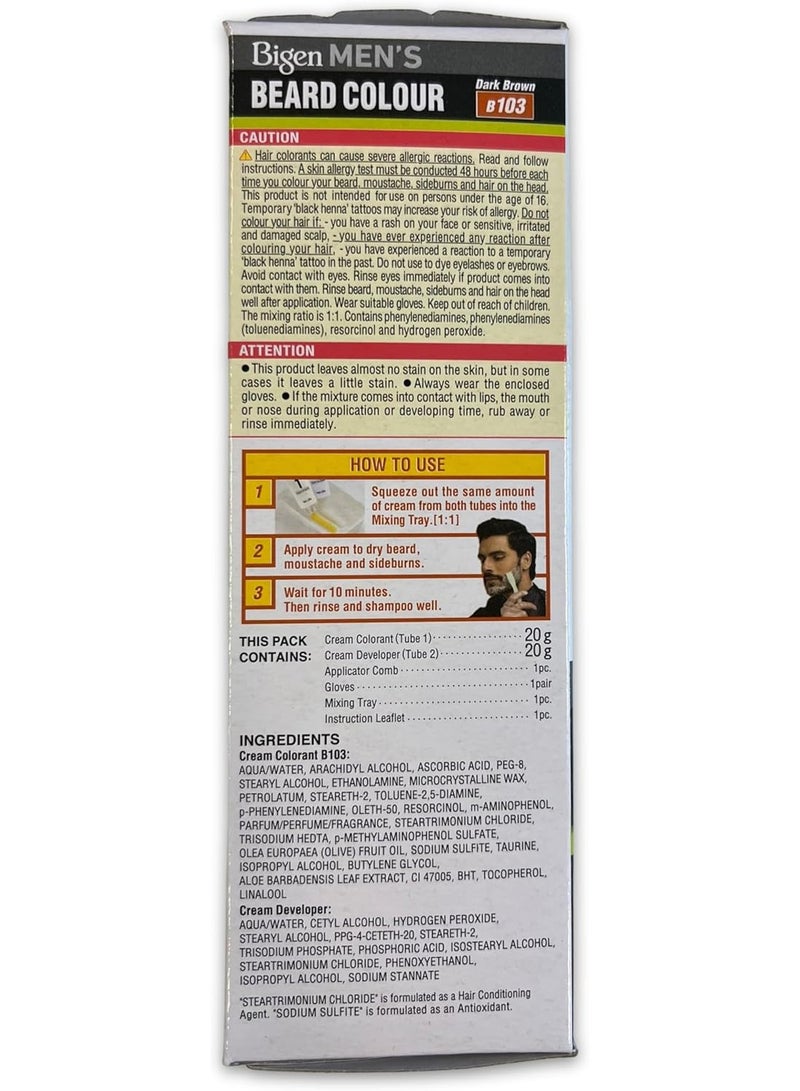 بايجن صبغة لحية بيجين للرجال | تركيبة خالية من الأمونيا مع خلاصة الصبار وزيت الزيتون - 103 بني غامق - Image 3