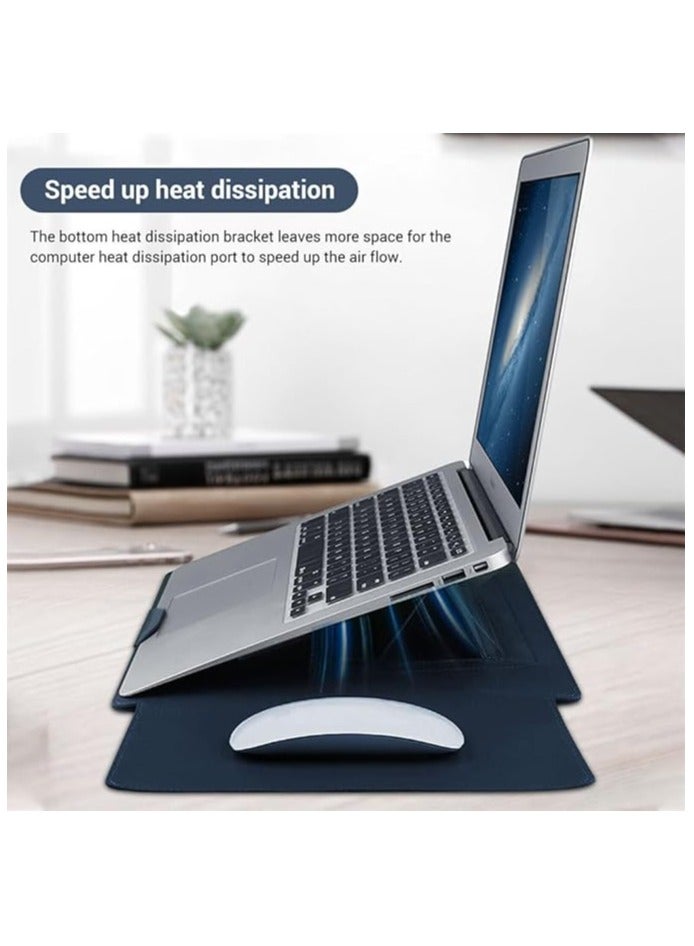 Green Tiger 13 14 Inch Laptop Sleeve Case, Waterproof Leather Case with Adjustable Stand Compatible with MacBook Pro 14 2021 MacBook Air 13 M1 M2 2022-2018 MacBook Pro 13 M2 2022-2016, Sleeve Pouch Navy - Image 3