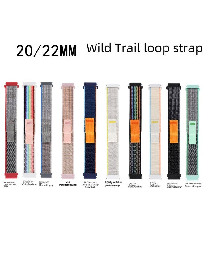For Samsung Watch4/5/6 Strap Huawei Gt2/3 Strap 20mm/mm22 Wild Diameter Nylon Loop Strap-Color:3# Yellow With Rice White-Specifications:20mm  - Image 4