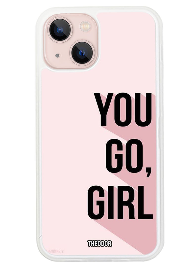 Theodor Protective Case Anti Scratch Shock Proof Cover For APPLE IPHONE 14 You go girl (White Bumper) - Image 1