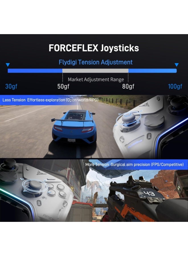 FLYDIGI Apex 5 Wireless PC Controller, ForceFlex Joystick 2.0, ForceAdapt Trigger, 3ms Ultra-Low Latency Gamepad with RGB Light Bar, LCD Display & 1500mAh Battery - Image 3
