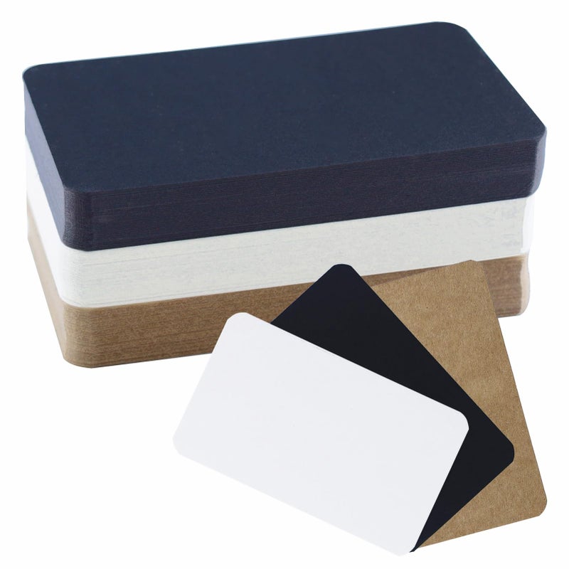 Pack of 180 Blank Kraft Paper Cards, 9 x 5.2 cm Index Cards, Blank Paper Cards, Black/White/Brown Business Cards, Paper, Kraft Paper, Message Cards, Postcard for DIY School, Office, Vocabulary