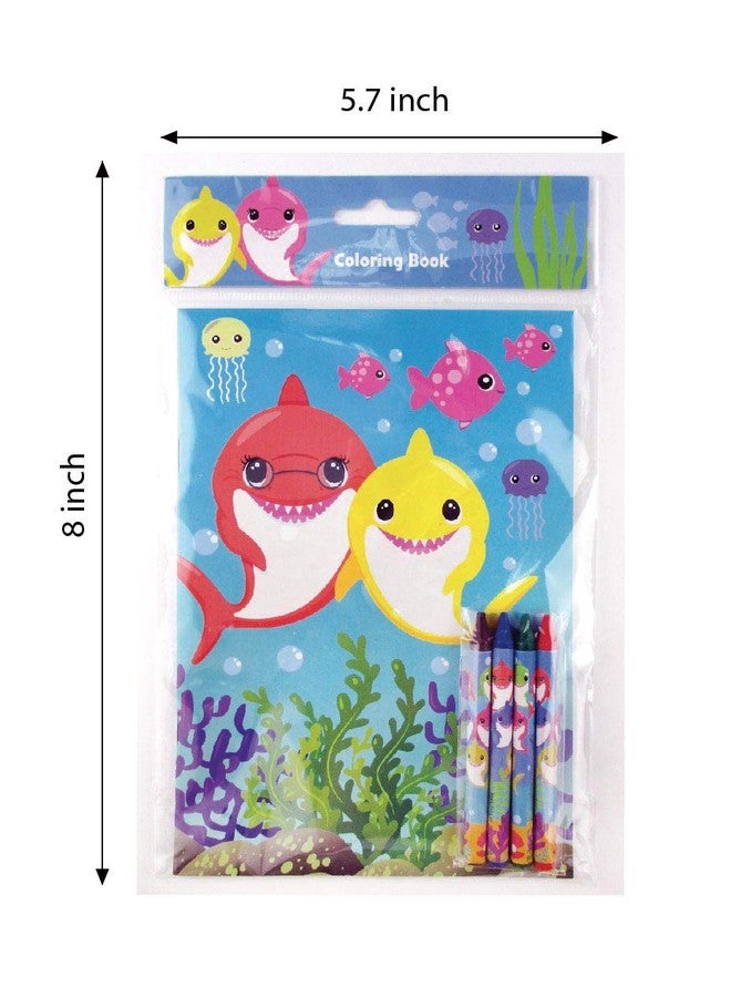 TINYMILLS Shark Family Coloring Book Set with 12 Coloring Books and 48 Crayons Shark Family Birthday Party Supplies Favor Bag Filler Carnival Prizes Rewards Stocking Stuffers Classroom Party - Image 4
