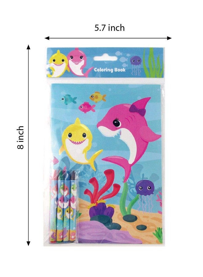 TINYMILLS Shark Family Coloring Book Set with 12 Coloring Books and 48 Crayons Shark Family Birthday Party Supplies Favor Bag Filler Carnival Prizes Rewards Stocking Stuffers Classroom Party - Image 5