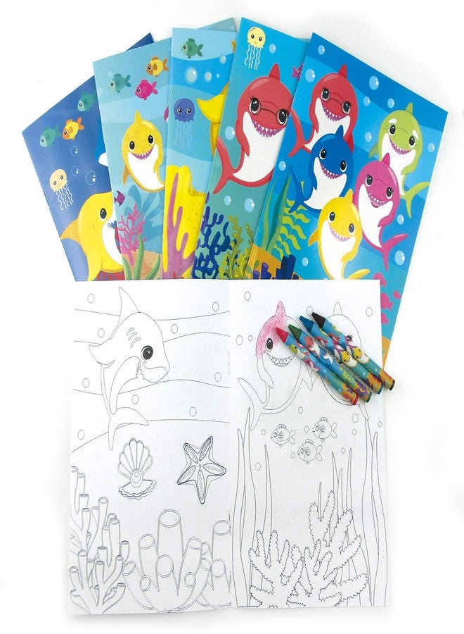 TINYMILLS Shark Family Coloring Book Set with 12 Coloring Books and 48 Crayons Shark Family Birthday Party Supplies Favor Bag Filler Carnival Prizes Rewards Stocking Stuffers Classroom Party - Image 2