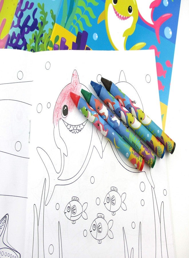 TINYMILLS Shark Family Coloring Book Set with 12 Coloring Books and 48 Crayons Shark Family Birthday Party Supplies Favor Bag Filler Carnival Prizes Rewards Stocking Stuffers Classroom Party - Image 3