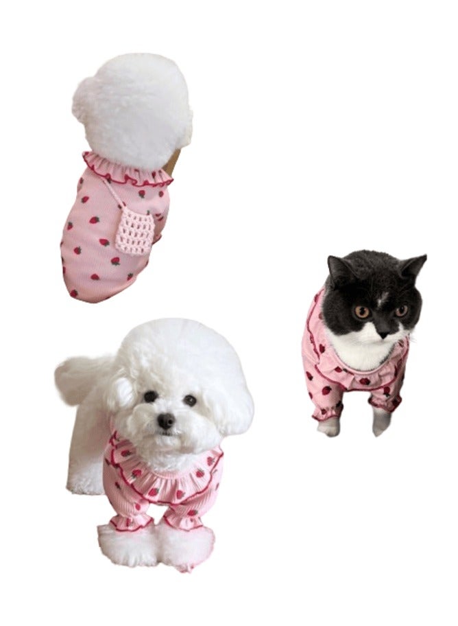 A.M Puppy Summer Clothes Pet Dog Shirt for Small Dogs Strawberry Print T-shirt Cotton Dog Undershirt Chihuahua Pug Girls Dog Costume - Image 2