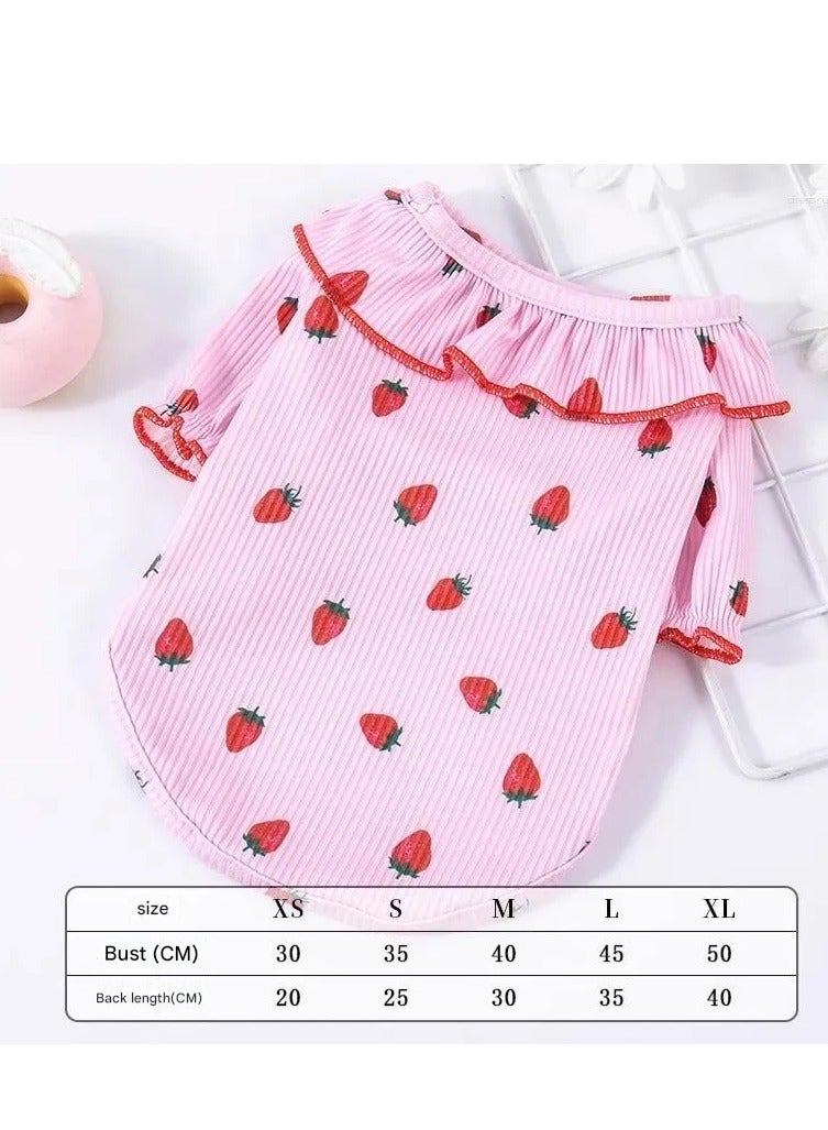 A.M Puppy Summer Clothes Pet Dog Shirt for Small Dogs Strawberry Print T-shirt Cotton Dog Undershirt Chihuahua Pug Girls Dog Costume - Image 3
