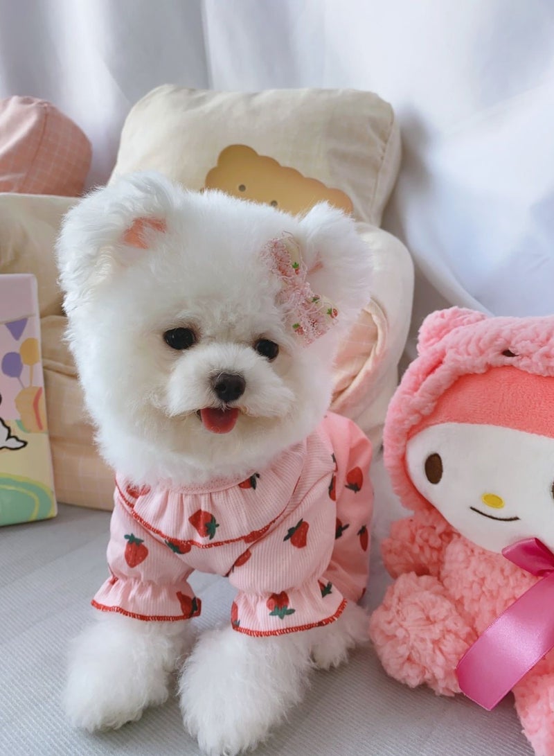 A.M Puppy Summer Clothes Pet Dog Shirt for Small Dogs Strawberry Print T-shirt Cotton Dog Undershirt Chihuahua Pug Girls Dog Costume - Image 1