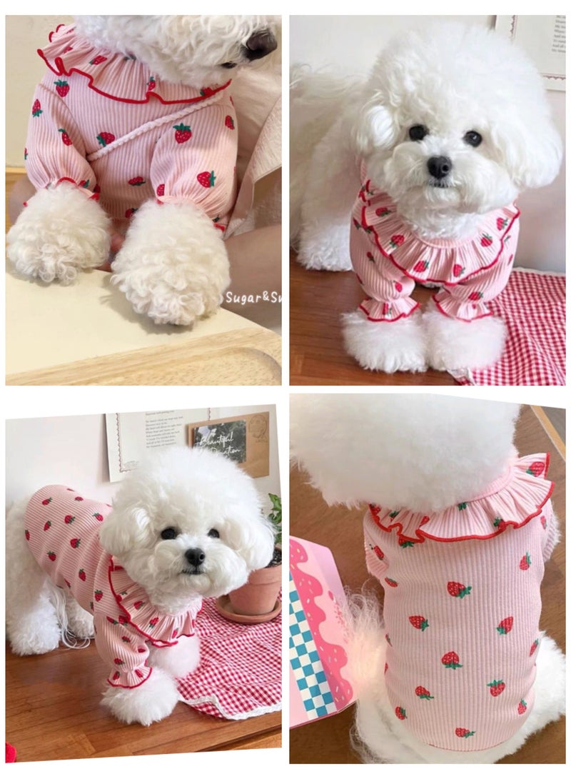 A.M Puppy Summer Clothes Pet Dog Shirt for Small Dogs Strawberry Print T-shirt Cotton Dog Undershirt Chihuahua Pug Girls Dog Costume - Image 4