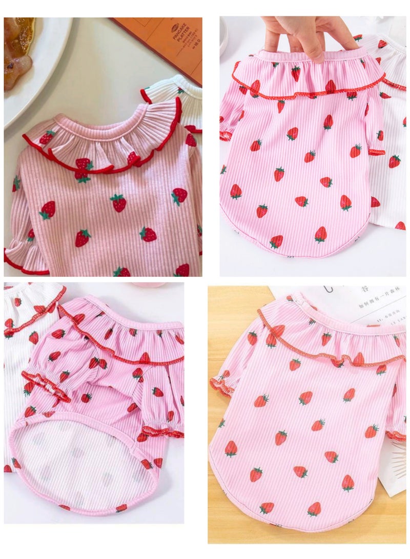 A.M Puppy Summer Clothes Pet Dog Shirt for Small Dogs Strawberry Print T-shirt Cotton Dog Undershirt Chihuahua Pug Girls Dog Costume - Image 5