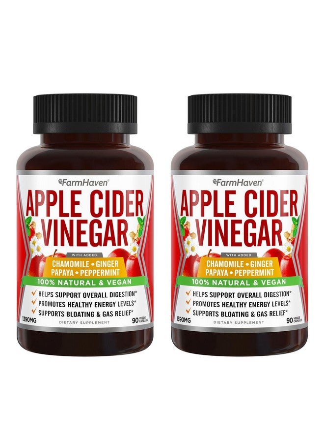 FarmHaven Apple Cider Vinegar Capsules with Ginger, Papaya & Chamomile | 1390mg | Supports Digestion, Immunity | Like with Mother | Non-GMO & 100% Natural | 180 Capsules - Image 1