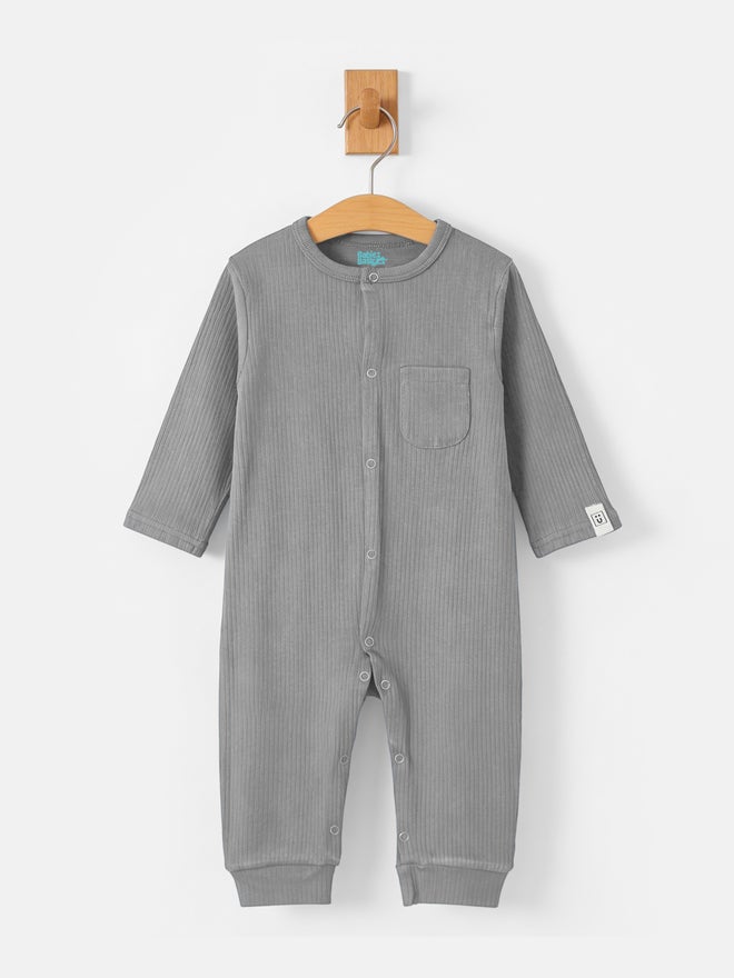 Babies Basic Premium Ribbed Cotton Sleepsuit Romper - Image 4