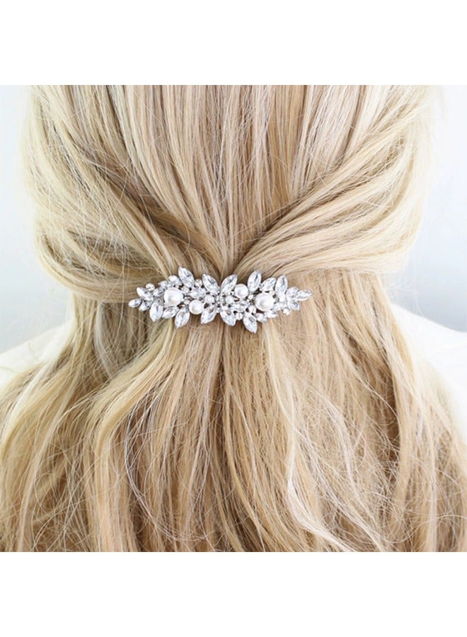 Hair Barrettes for Women,  Retro Pearl Large Clips Womens Accessories, Shell Automatic Clasps Simple French Clip Ladies - Image 4