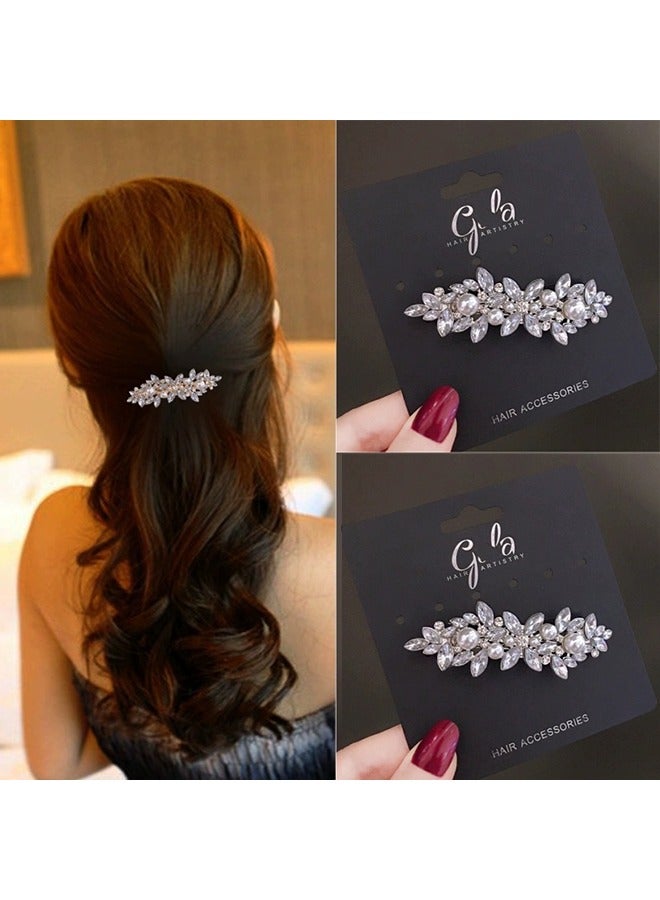 Hair Barrettes for Women,  Retro Pearl Large Clips Womens Accessories, Shell Automatic Clasps Simple French Clip Ladies - Image 5