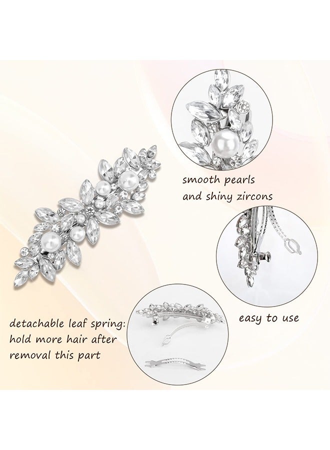 Hair Barrettes for Women,  Retro Pearl Large Clips Womens Accessories, Shell Automatic Clasps Simple French Clip Ladies - Image 3