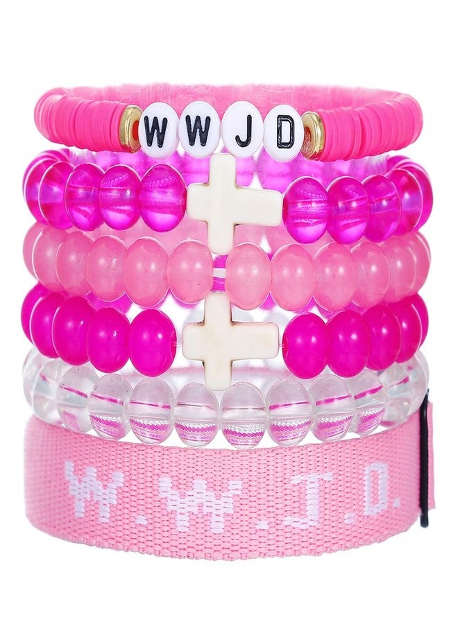 KZL WWJD Braided Rope Bracelet Cross Crystal Beaded Stretch Bracelets What Would Jesus Do Clay Bracelet Set Handmade Woven Wristbands Bracelet Faith Religious Easter Christian Jewelry -Set 2 - Image 1