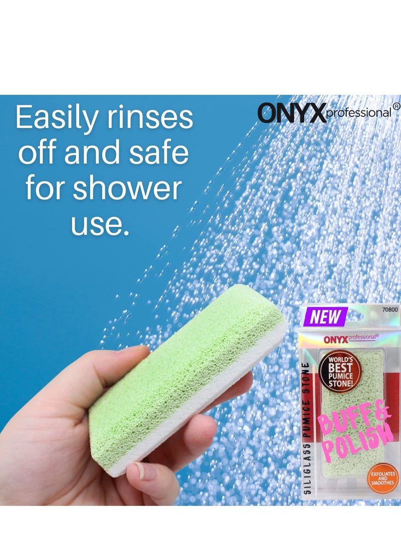 Onyx Professional Onyx Professional 2 in 1 Pumice Stone, 100% Siliglass Callus Remover for Feet, Elbows, Knees, Dead Skin, Heels, Hands, Foot File Scrubber Exfoliator Removes Hard, Rough, Dry Skin  - Image 4