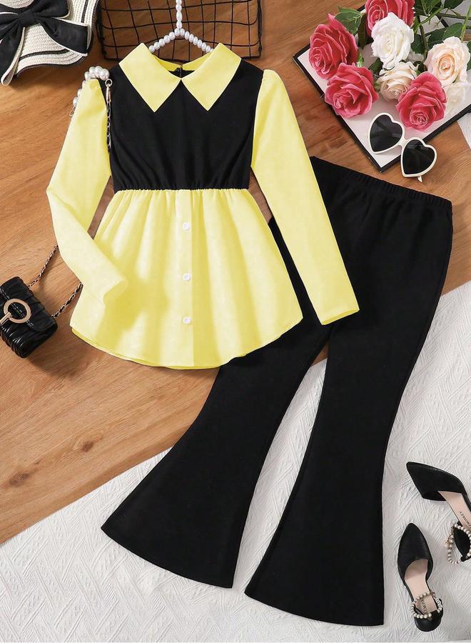 Take Two Teens Flounce Hem Top and Flare Pants Set - Image 1