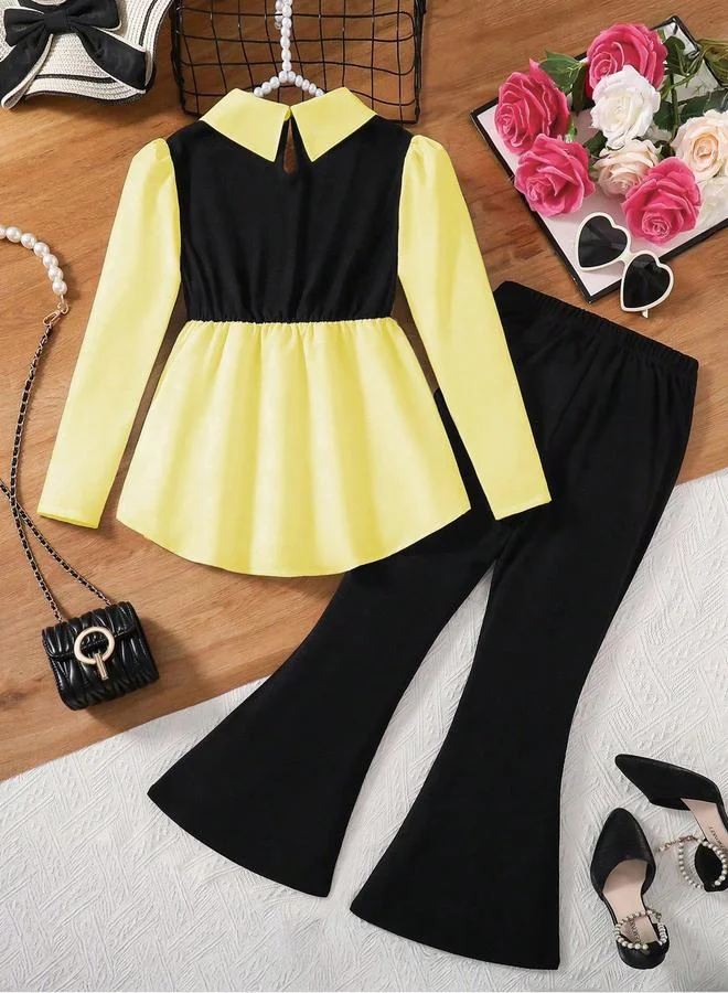 Take Two Take Two Teens Flounce Hem Top and Flare Pants Set