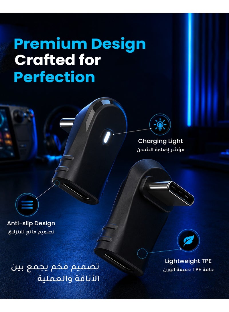 Syntech 90 Degree Right Angle Adapter, 100W USB-C Male to USB-C Female Adapter, 2-Pack USB 4.0 Up & Down Connector for Steam Deck, Switch, Laptop, Tablet, Phone and More Type C Devices - Image 4