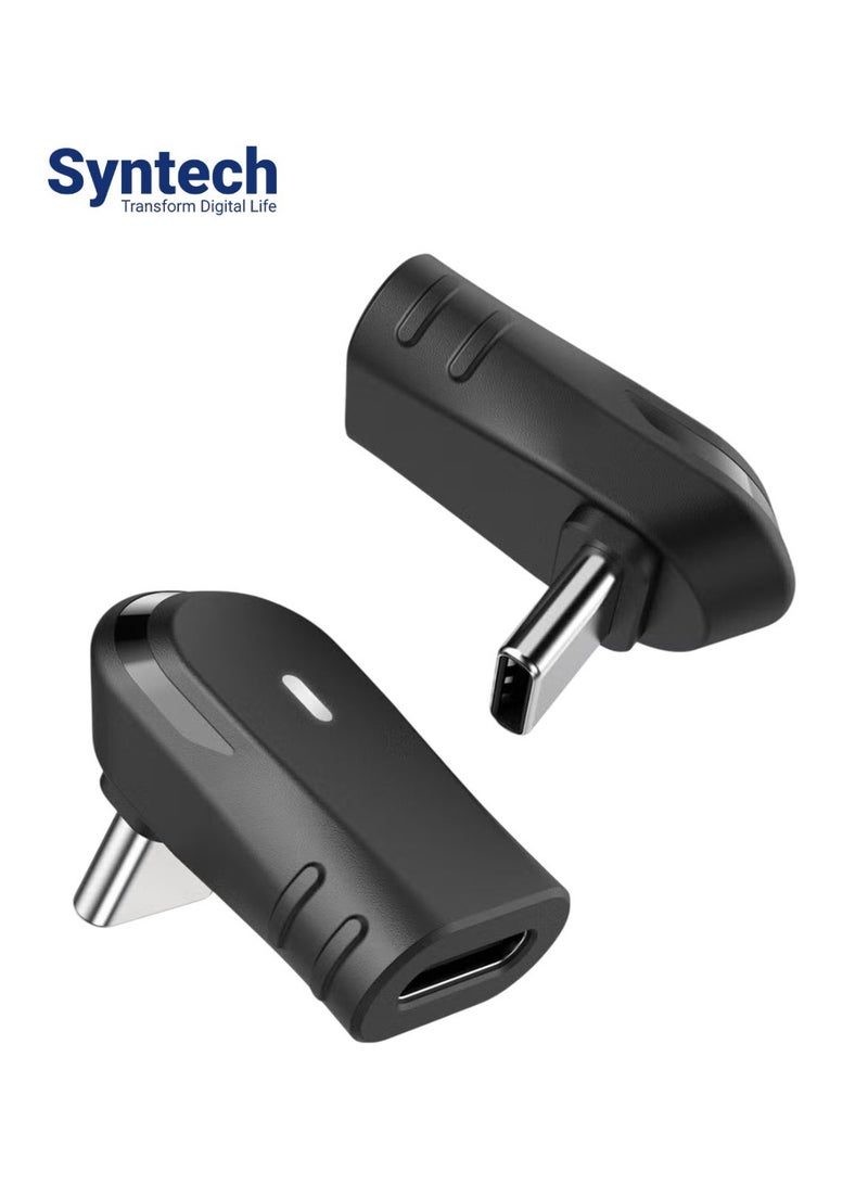 Syntech 90 Degree Right Angle Adapter, 100W USB-C Male to USB-C Female Adapter, 2-Pack USB 4.0 Up & Down Connector for Steam Deck, Switch, Laptop, Tablet, Phone and More Type C Devices - Image 1