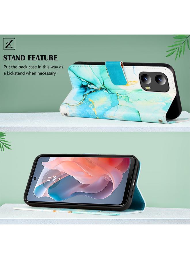 اس-توب جراب لهاتف Motorola Moto G Play 5G 2024 PT003 جراب هاتف جلدي قابل للطي بنمط رخامي - Image 5