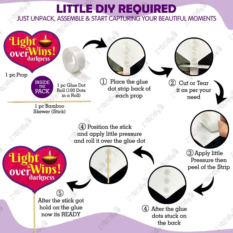 Zyozique® Diwali Decorations Combo, Deepavali Decorations Items - MultiColor Paper Banner & Photo Booth Props, BackDrop Decorations Items (Pack Of 31) - Image 3