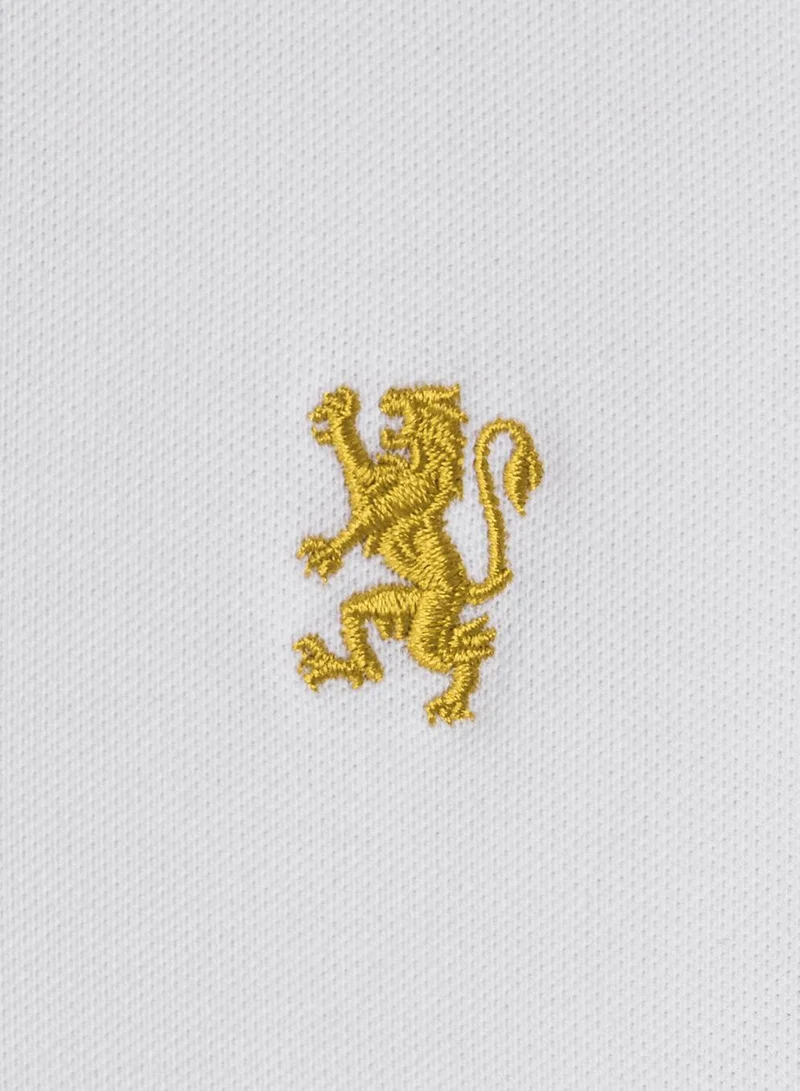 GIORDANO Women's Bold Embroidery Cotton Pique Polo - Slim Fit, Short Sleeve